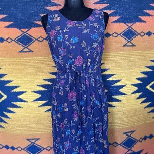 Vintage 1990’s R& K Originals Rayon Floral Maxi Sleeveless Dress. Size 16. Boho.